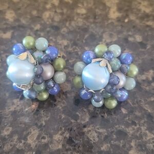 Blue Clip on earrings